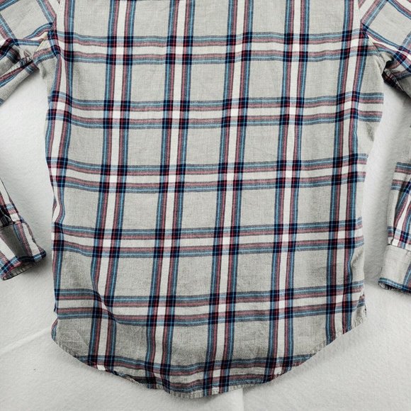 Tommy Hilfiger Shirt Men's Long Sleeve Casual Button Up Plaid Gray Medium - Picture 10 of 12